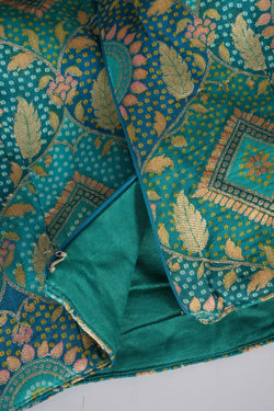 Image of A Sea Green Brocade Embroidery Saree