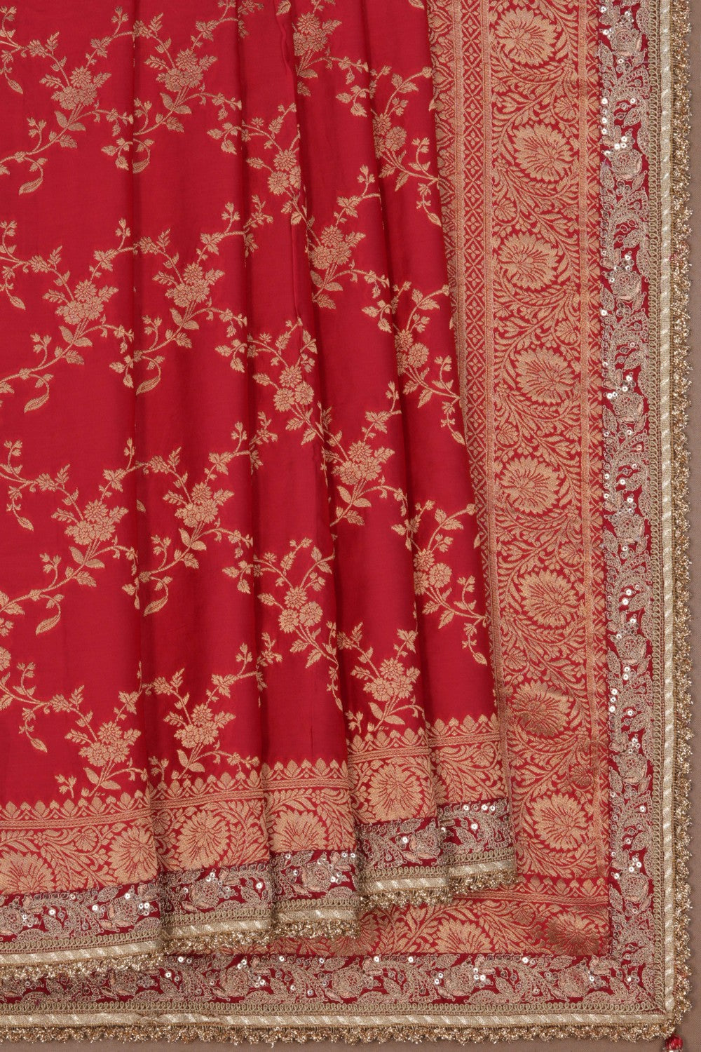 A Red Brocade Embroidery Saree