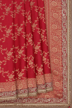 Image of A Red Brocade Embroidery Saree