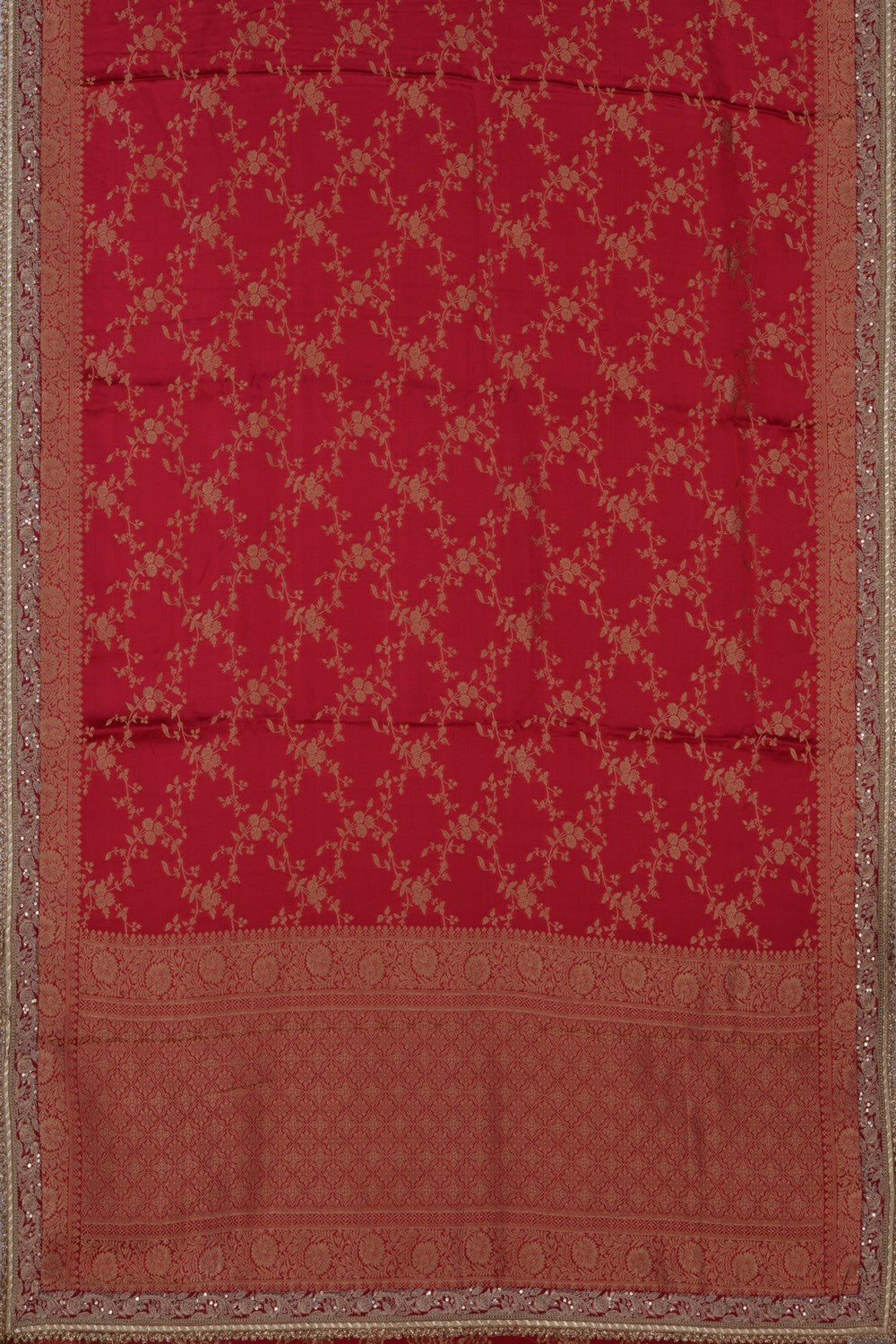 A Red Brocade Embroidery Saree