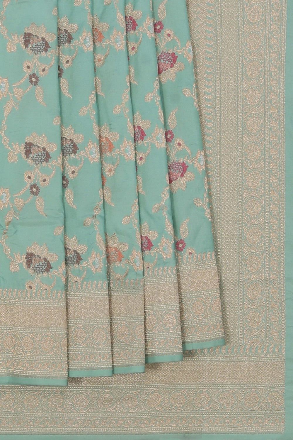 Image of Banarasi Brocade Silk Turquoise Blue Saree