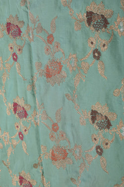 Image of Banarasi Brocade Silk Turquoise Blue Saree