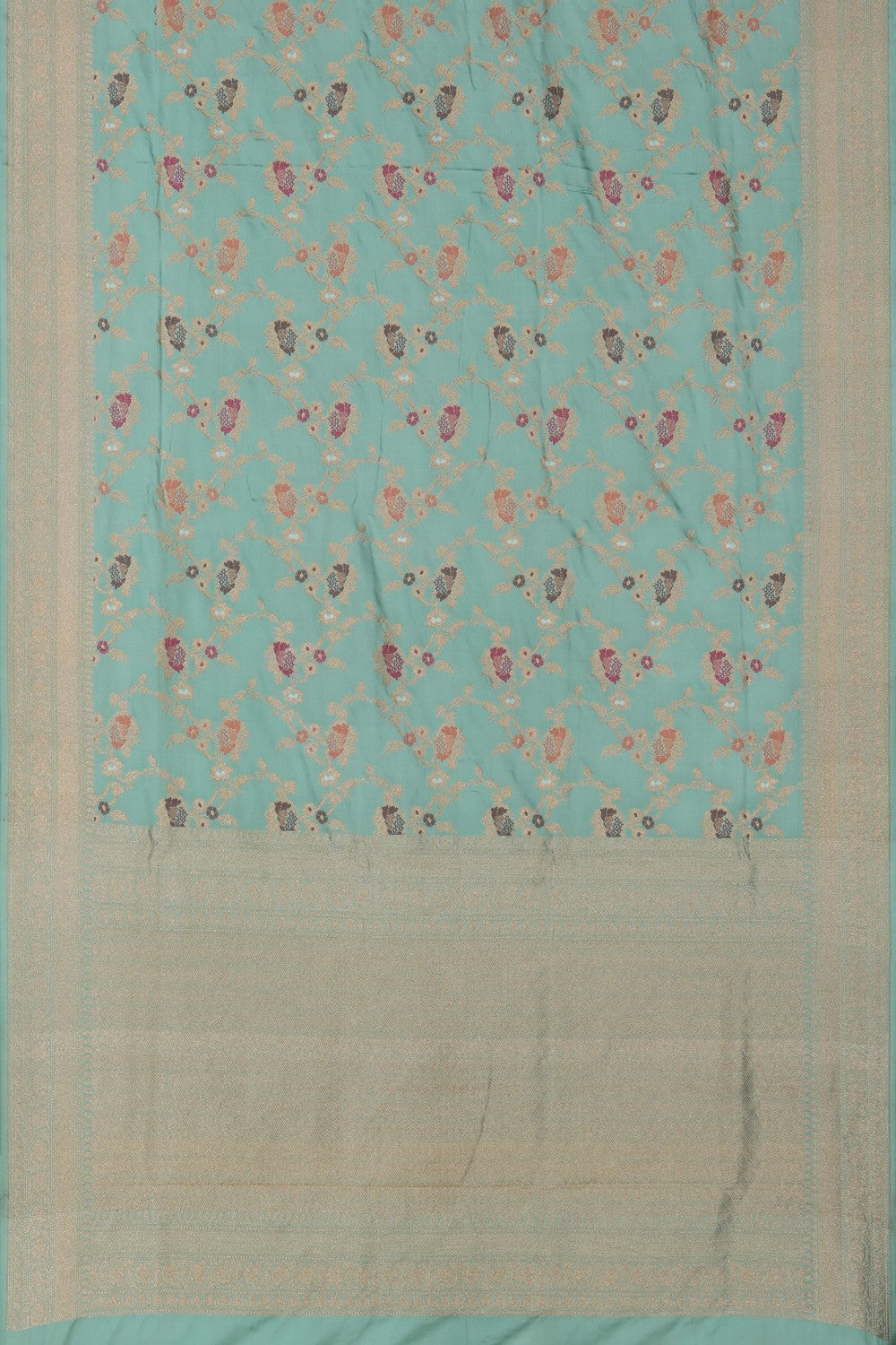 Image of Banarasi Brocade Silk Turquoise Blue Saree