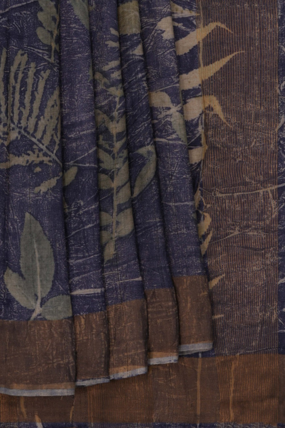 Image of Navy Blue Oranic Printed Saree