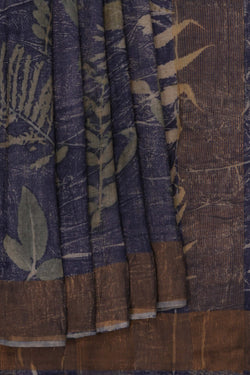 Image of Navy Blue Oranic Printed Saree
