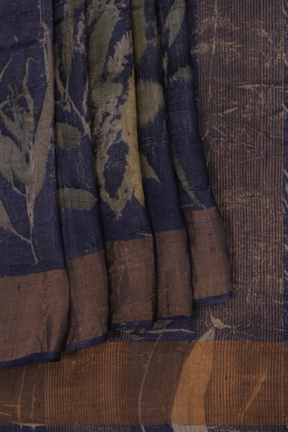 Image of Navy Blue Oranic Printed Saree