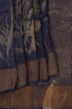 Image of Navy Blue Oranic Printed Saree