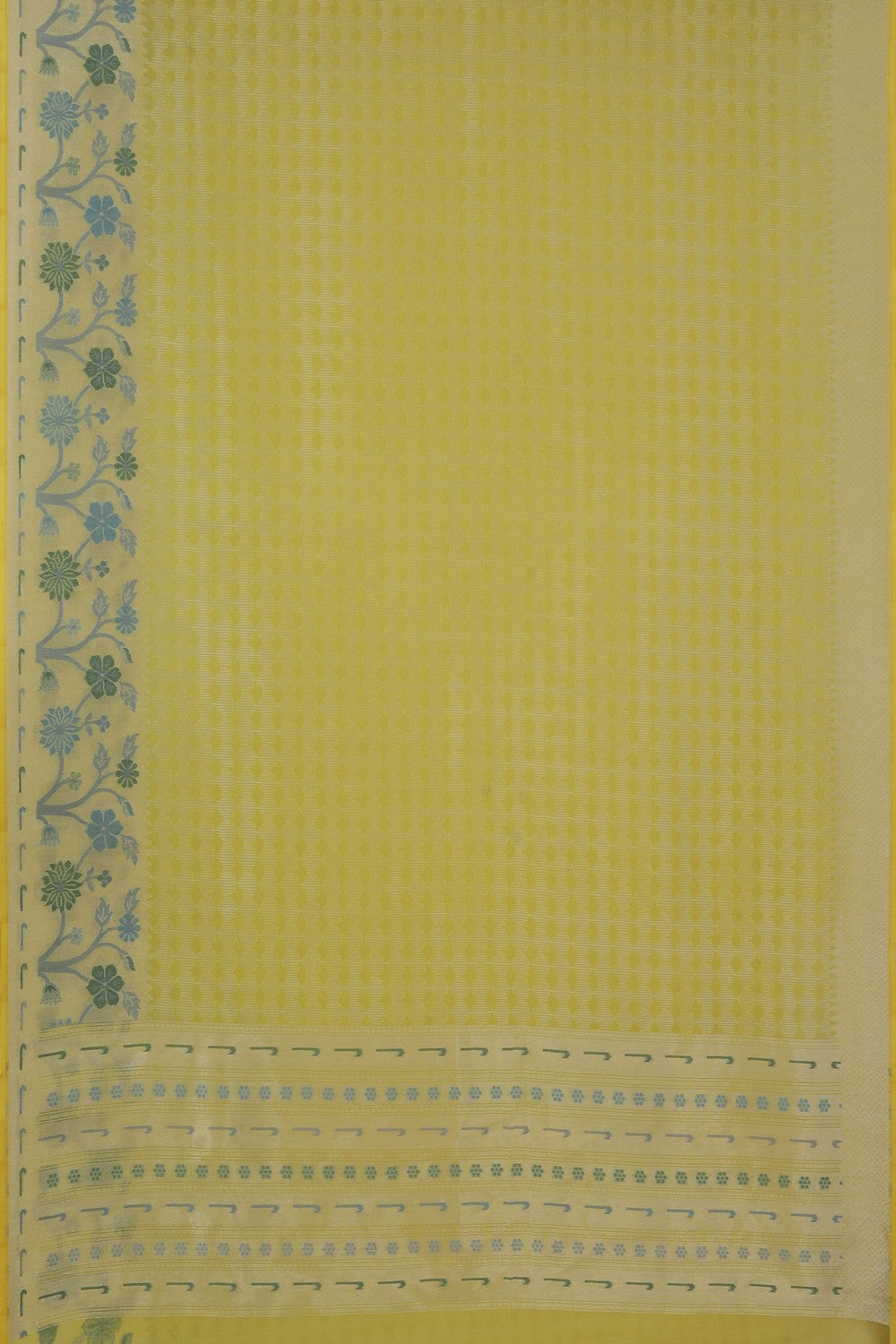 Kora Silk Brocade Yellow Saree