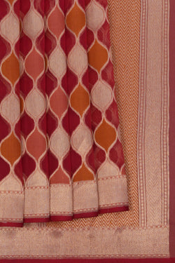 Image of Kora Silk Brocade Red Saree