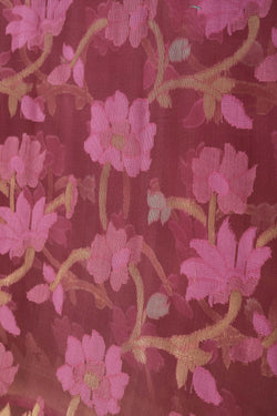 Image of Kora Silk Brocade Pink Saree