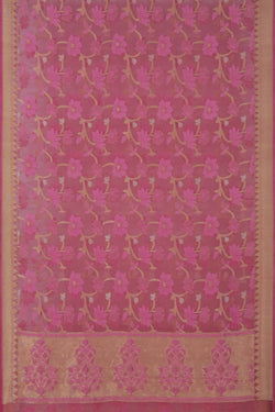 Image of Kora Silk Brocade Pink Saree