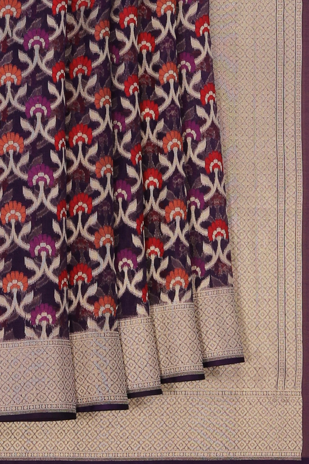 Kora Silk Brocade Purple Saree