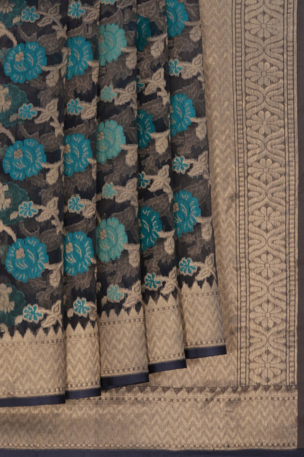 Image of Kora Silk Brocade Grey Saree