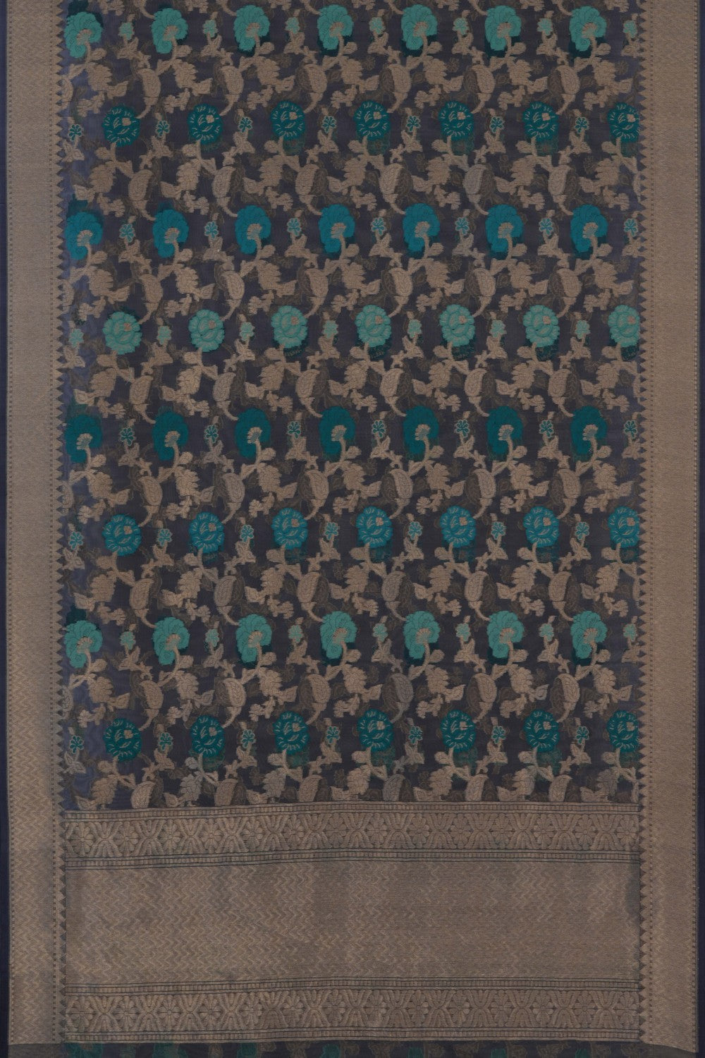 Kora Silk Brocade Grey Saree