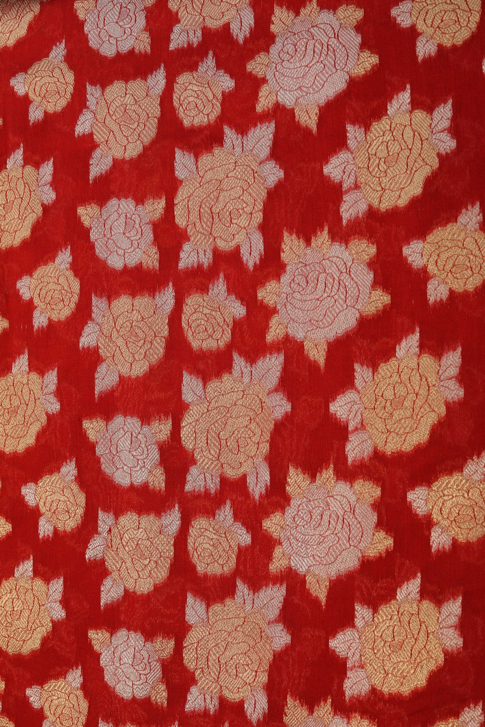 Image of Kora Silk Brocade Red Saree