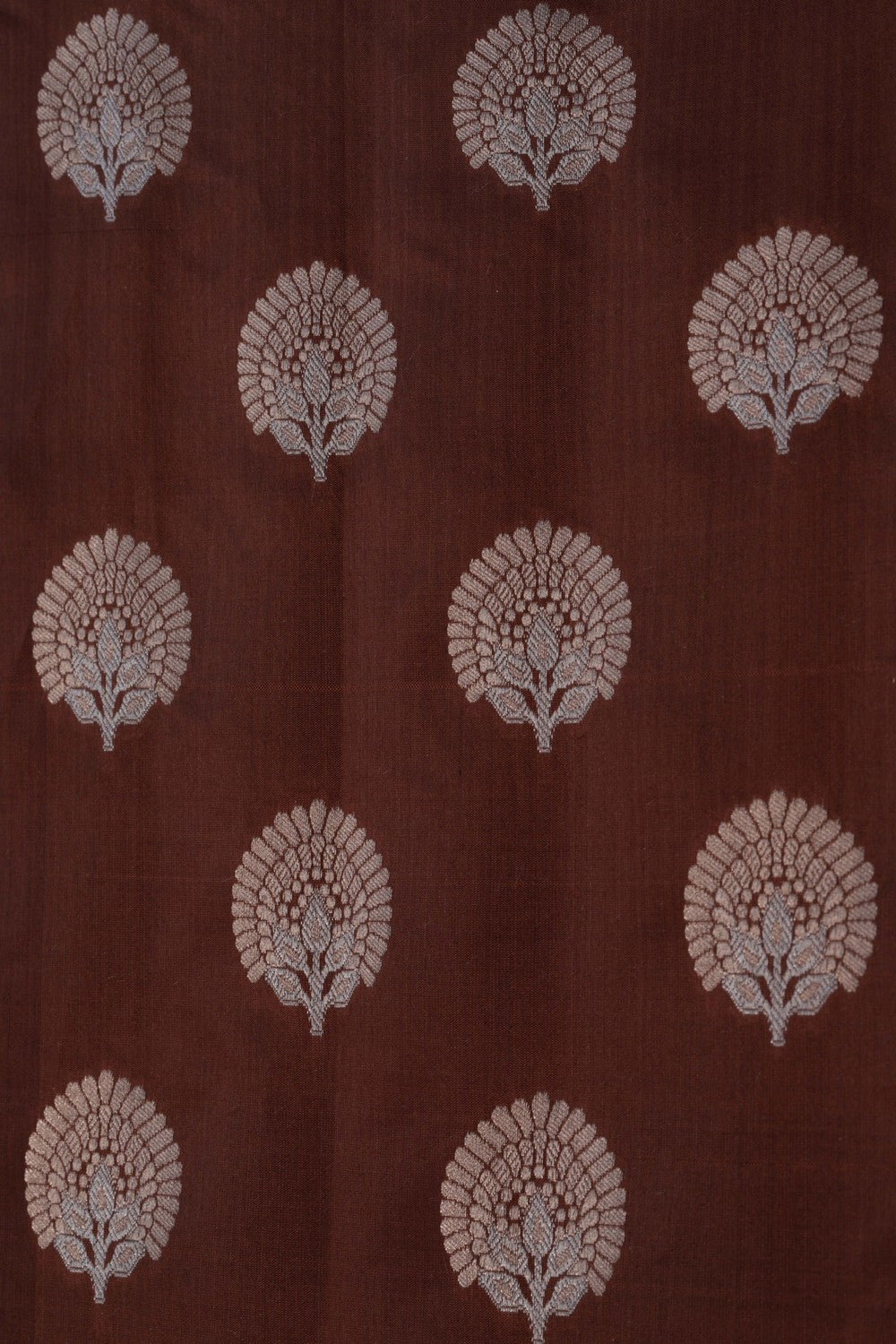Kora Silk Brocade Brown Saree