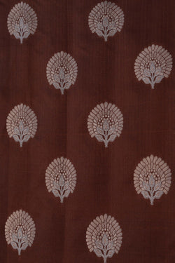 Image of Kora Silk Brocade Brown Saree