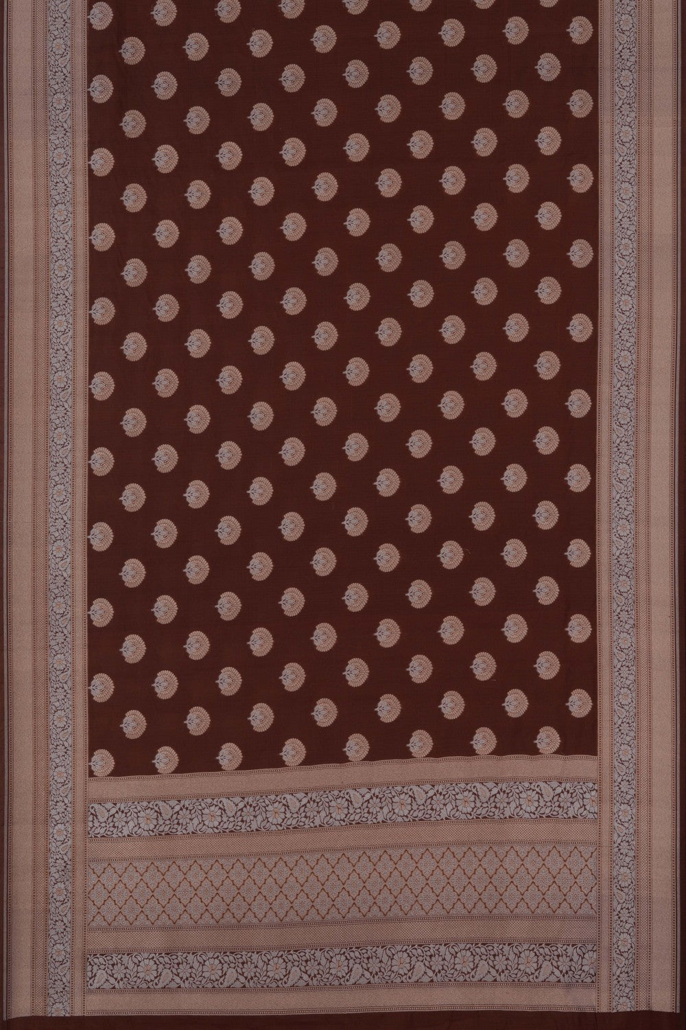 Kora Silk Brocade Brown Saree