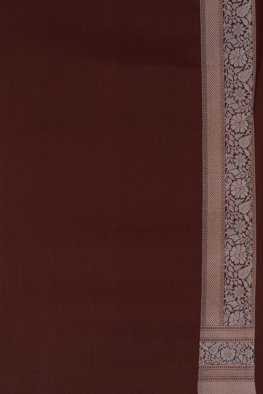 Kora Silk Brocade Brown Saree