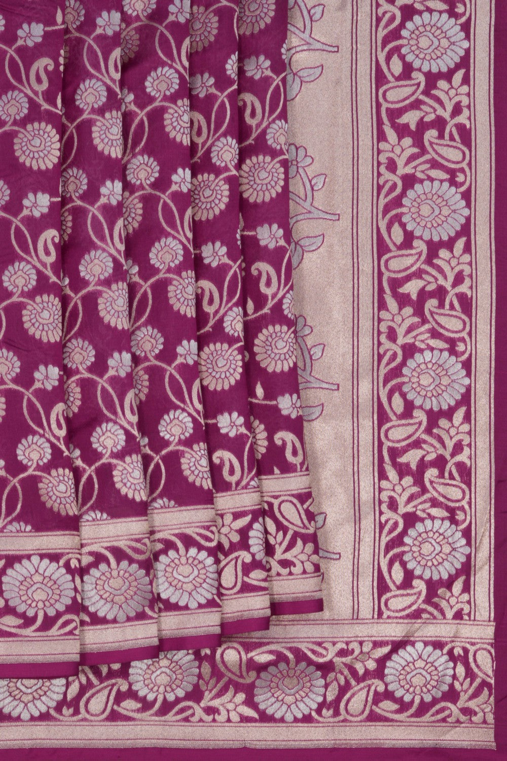 Image of Kora Silk Brocade Magenta Pink Saree