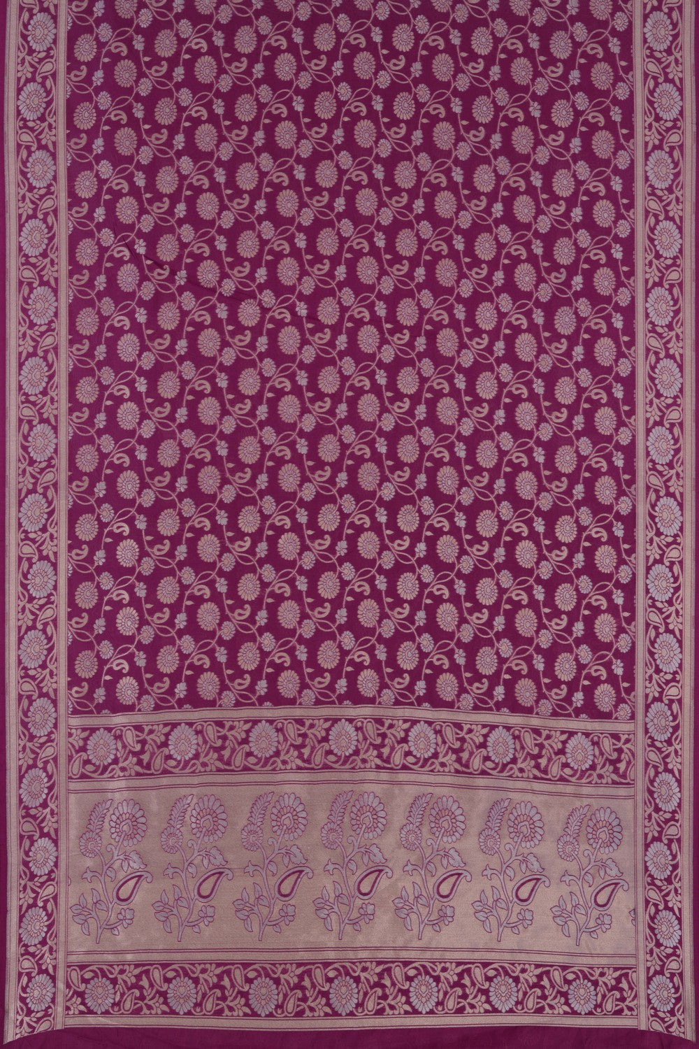 Image of Kora Silk Brocade Magenta Pink Saree