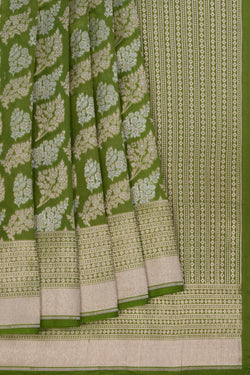 Image of Kora Silk Brocade Green Saree