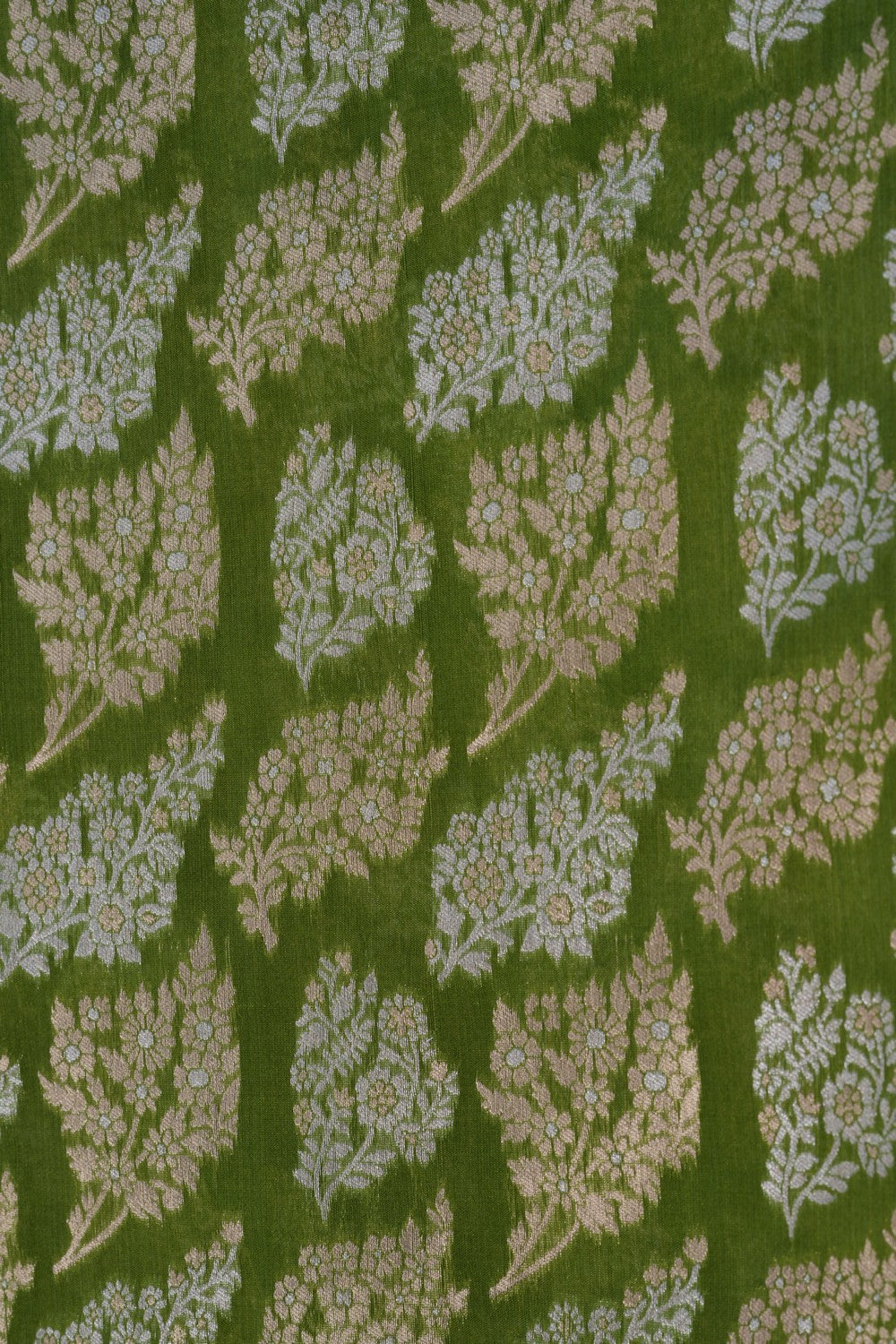 Kora Silk Brocade Green Saree