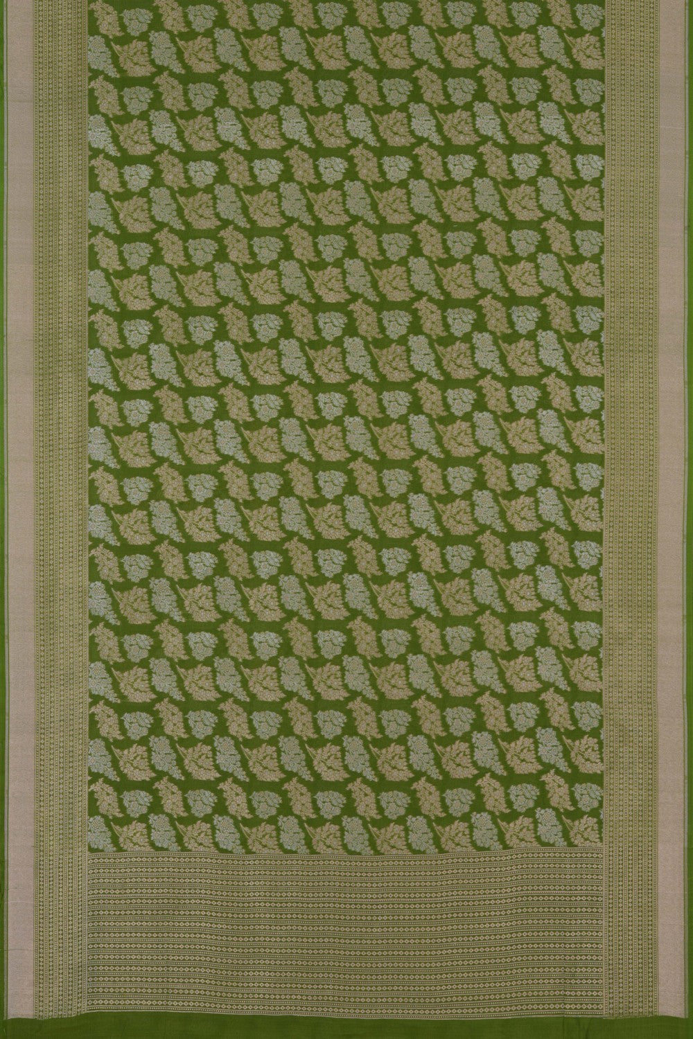 Kora Silk Brocade Green Saree