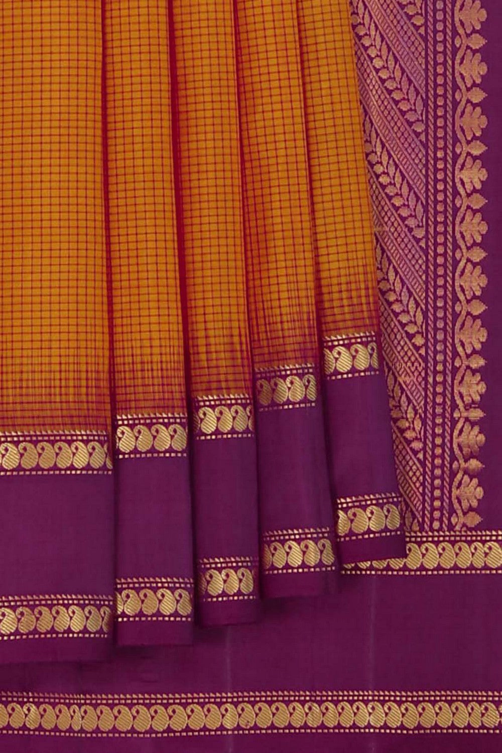 Mustard South Silk Kattam Saree