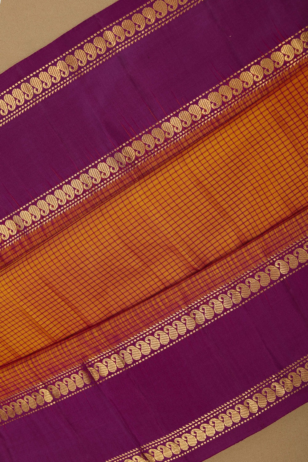 Mustard South Silk Kattam Saree