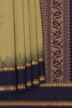 Image of Olive-Green South Silk Kattam Saree