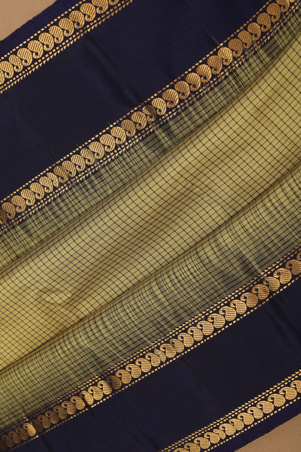 Olive-Green South Silk Kattam Saree