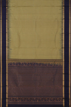 Image of Olive-Green South Silk Kattam Saree