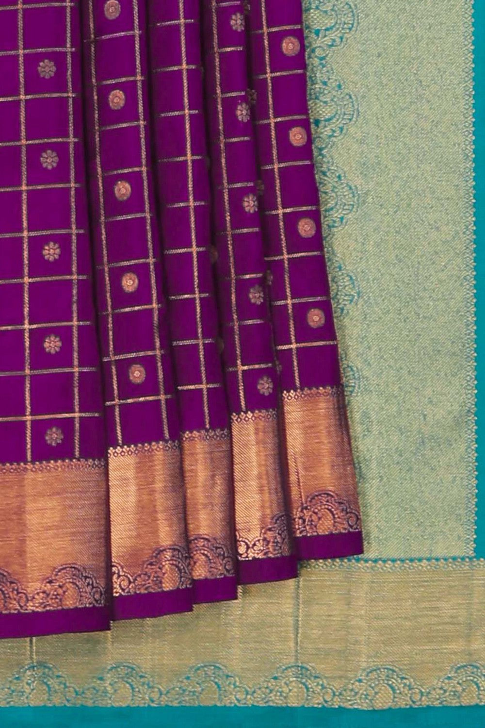 Purple South Silk Kattam Saree