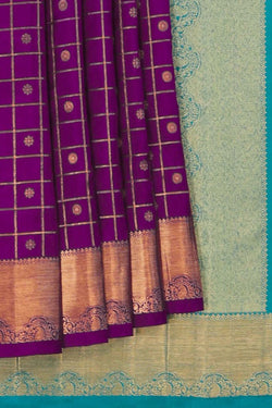Image of Purple South Silk Kattam Saree