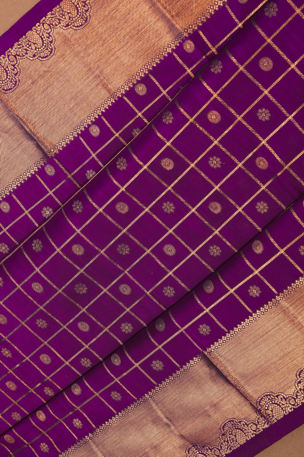 Purple South Silk Kattam Saree