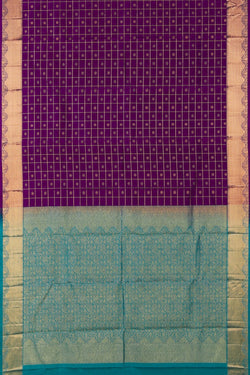 Image of Purple South Silk Kattam Saree
