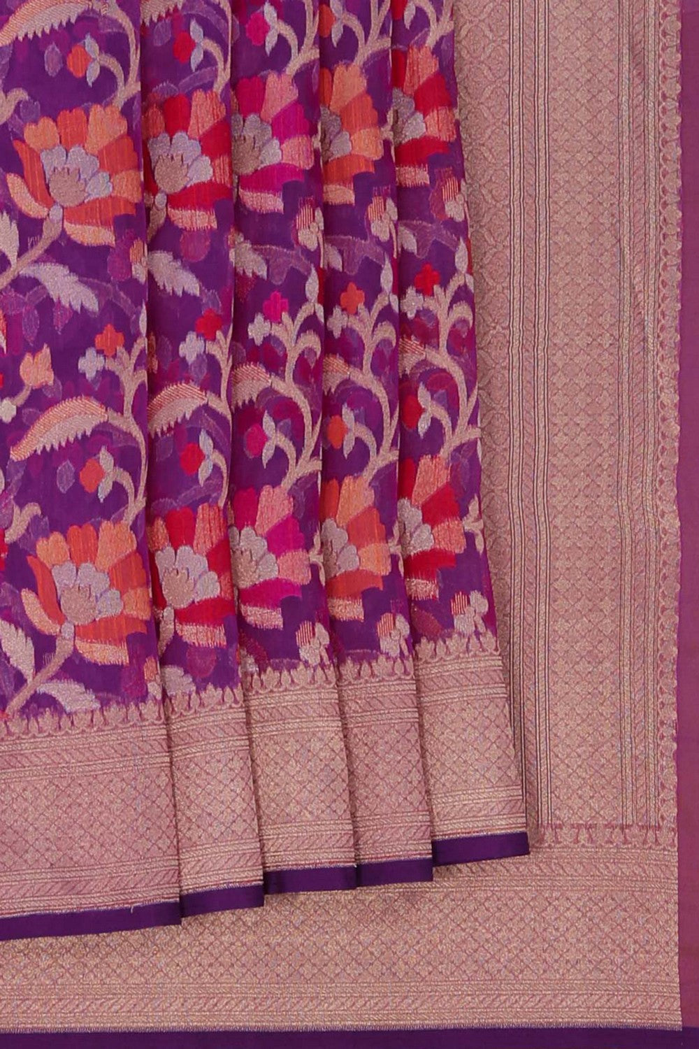 Kora Silk Brocade Purple Saree