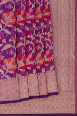 Image of Kora Silk Brocade Purple Saree