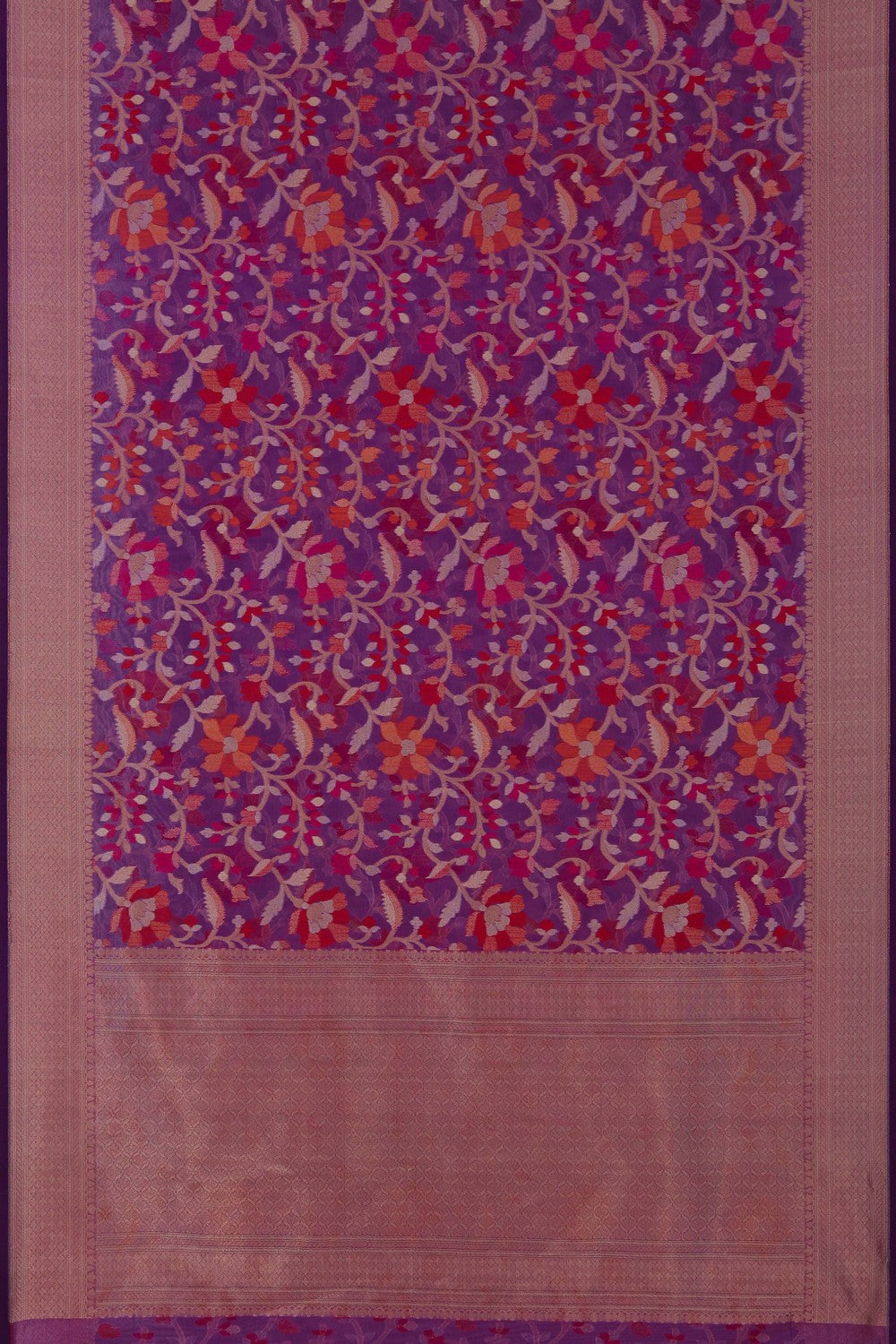 Kora Silk Brocade Purple Saree