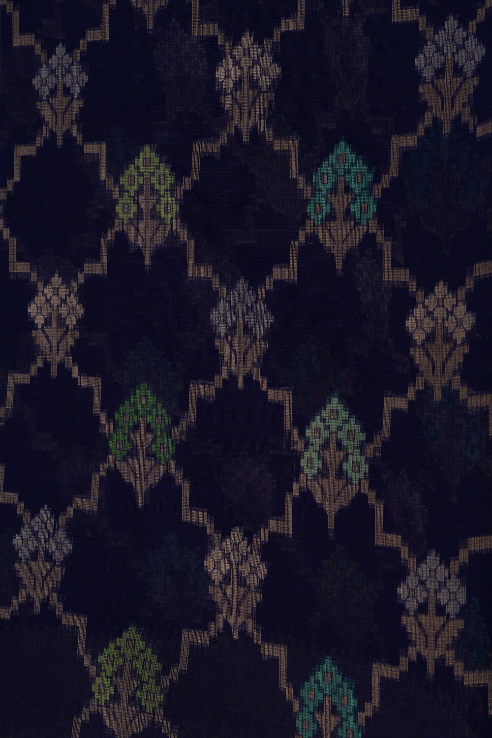 Image of Kora Silk Brocade Indigo Blue Saree