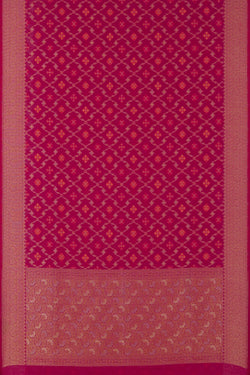 Image of Kora Silk Brocade Fuchsia Pink Saree