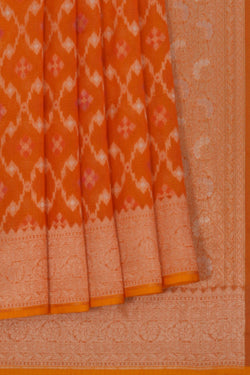 Image of Kora Silk Brocade Orange Saree