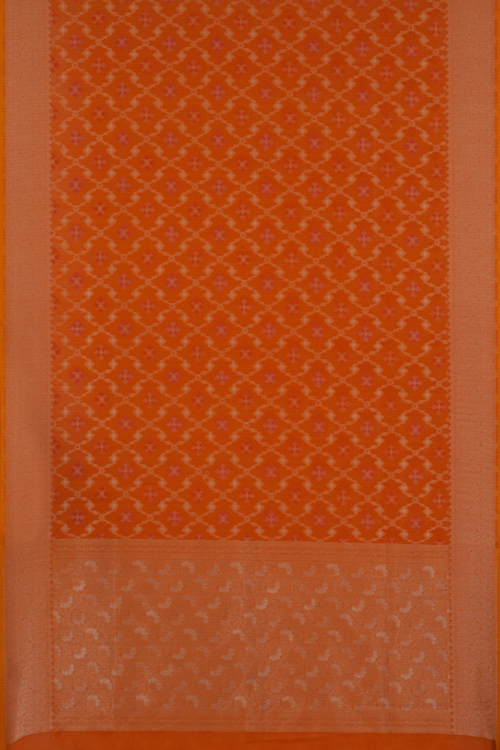 Kora Silk Brocade Orange Saree