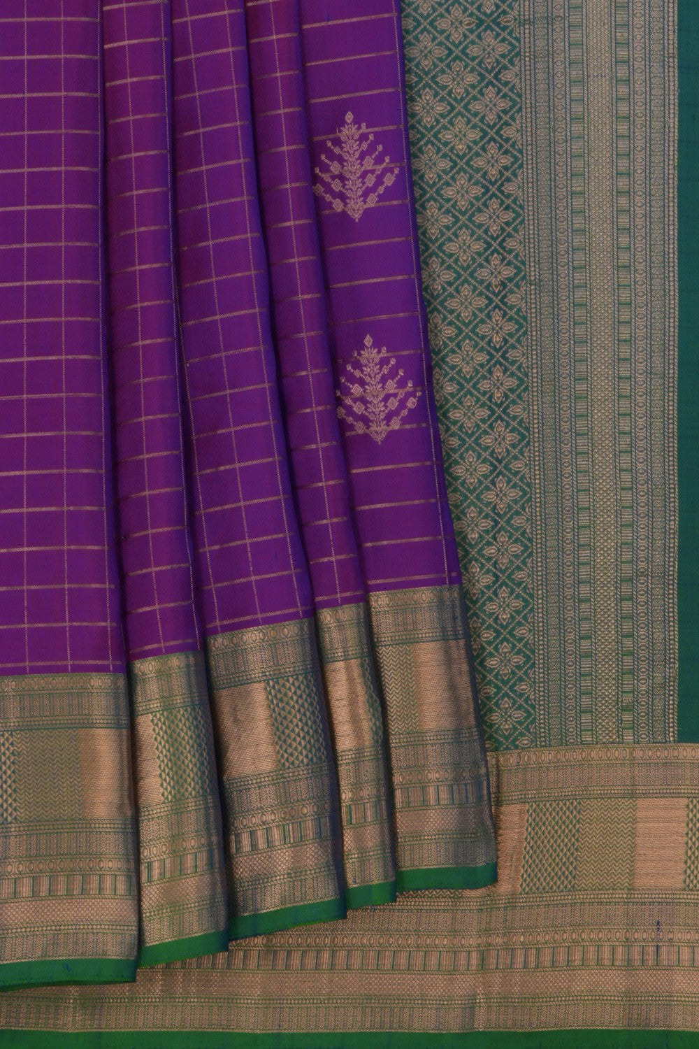 Image of Purple South Silk Kattam Saree