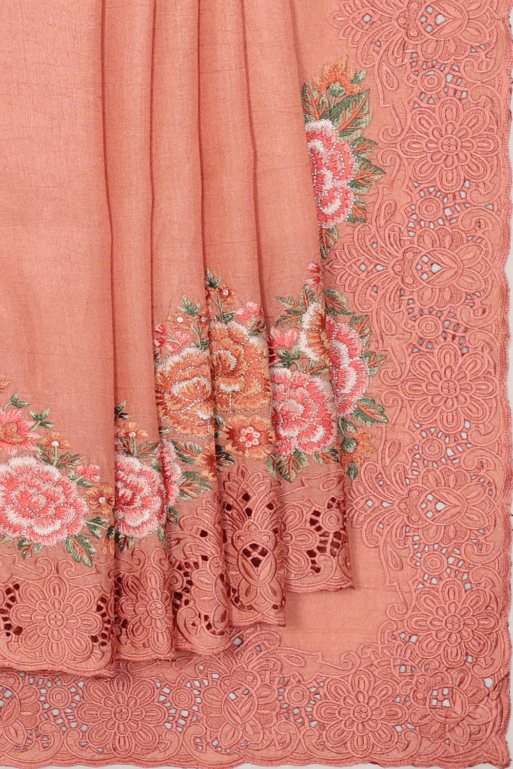 Image of South Silk Peach Pink Saree
