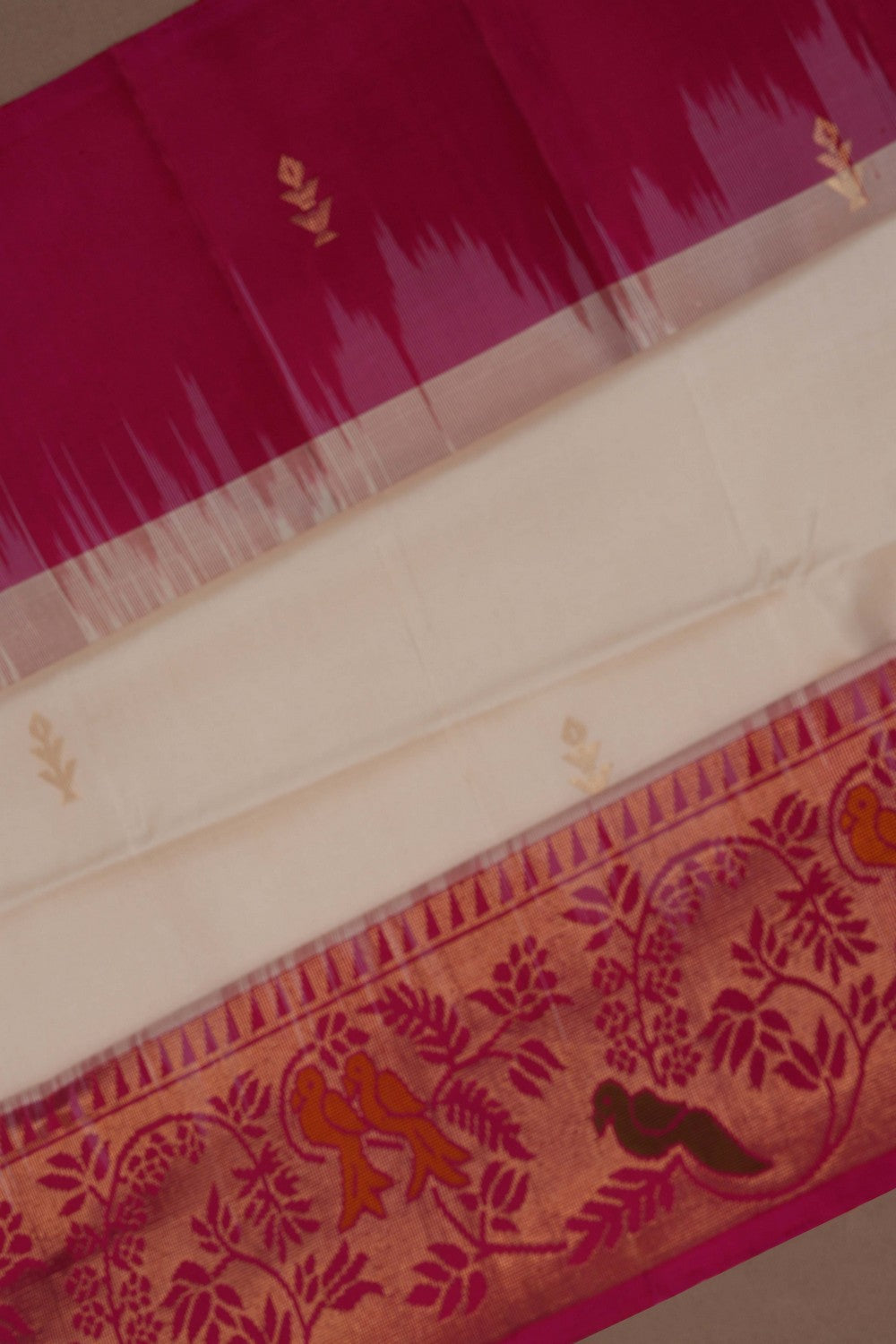 South Silk Off White Saree