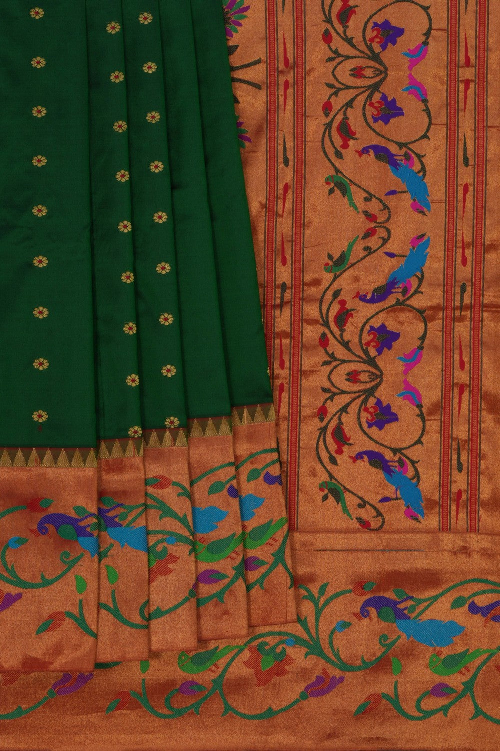 Image of Narayanpet Pure Silk Green Saree