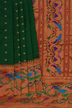 Image of Narayanpet Pure Silk Green Saree