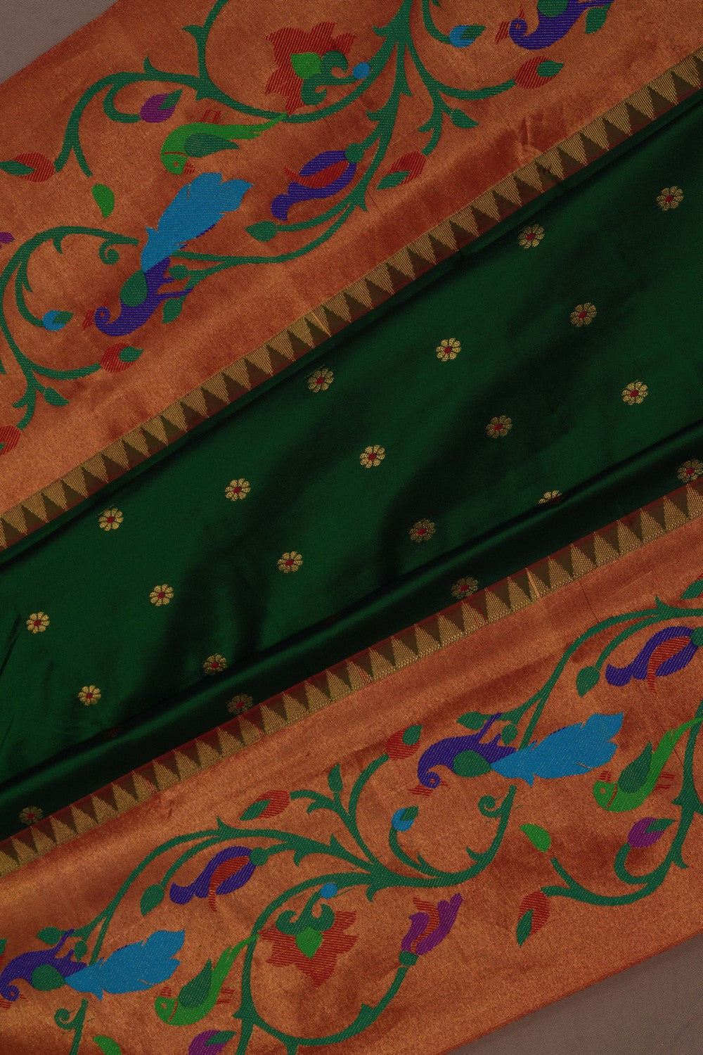 Image of Narayanpet Pure Silk Green Saree